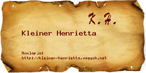 Kleiner Henrietta névjegykártya